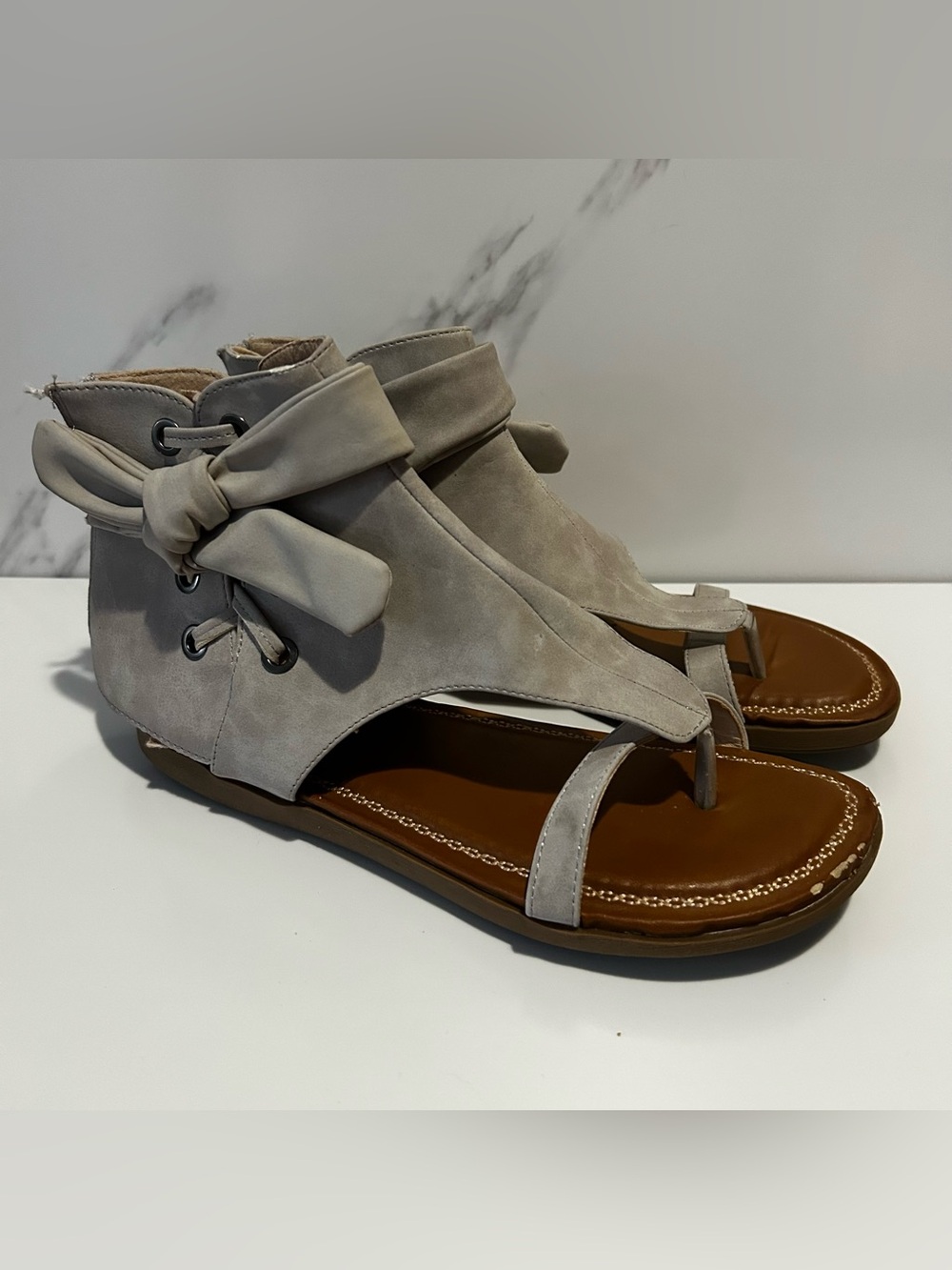 Banana Blues Suede Bow Tie Gladiator Sandals